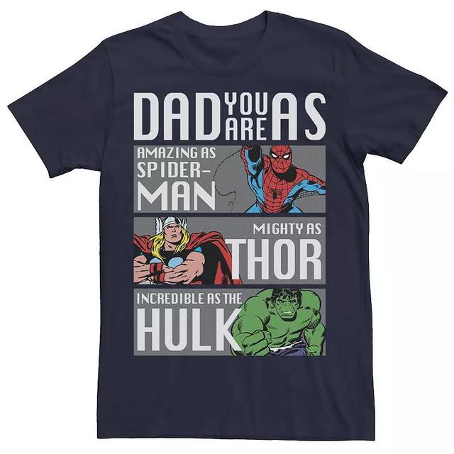 Big & Tall Marvel Spider-Man Thor Hulk Dad You Are As Panels Tee, Mens Blue Product Image