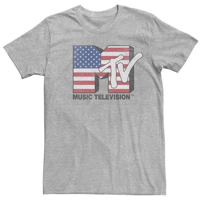 Mens MTV American Flag Faded Logo Short Sleeve Tee Med Grey Product Image