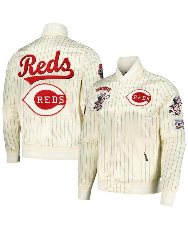 Pro Standard Mens Cream Cincinnati Reds Cooperstown Collection Pinstripe Retro Classic Satin Full-Snap Jacket Product Image