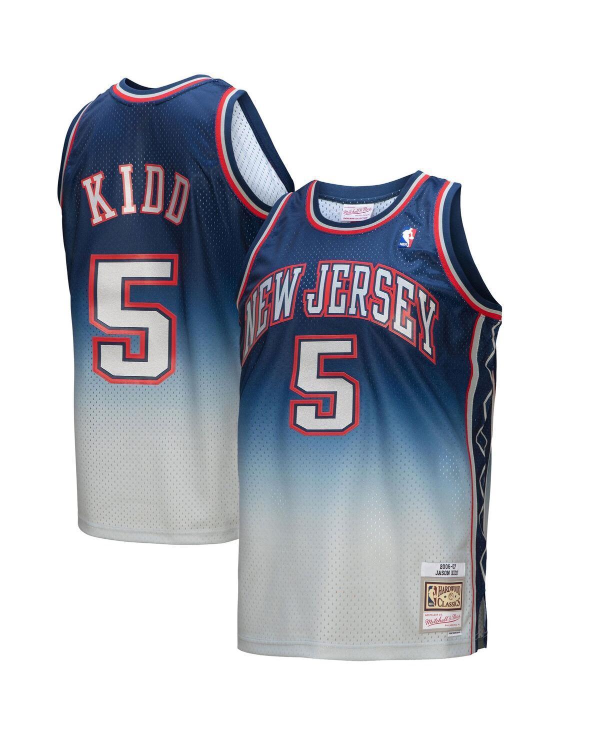 Mens Mitchell & Ness Jason Kidd Gray/Blue New Jersey Nets 2006/07 Hardwood Classics Fadeaway Swingman Player Jersey Product Image