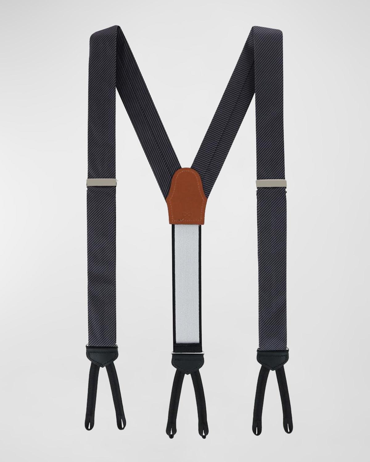 Mens Leyton Diagonal-Weave Silk Suspender Braces Product Image