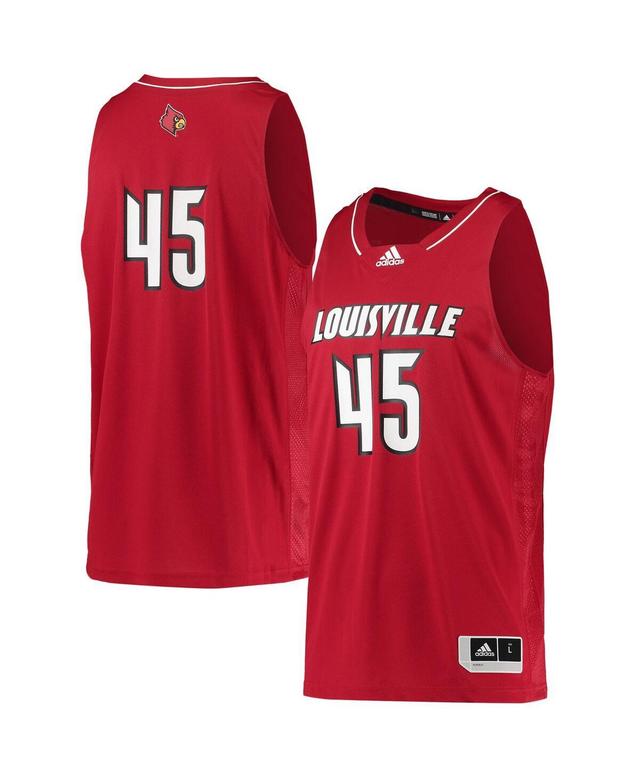 Mens adidas Number 45 Red Louisville Cardinals Swingman Basketball Jersey - Red Product Image