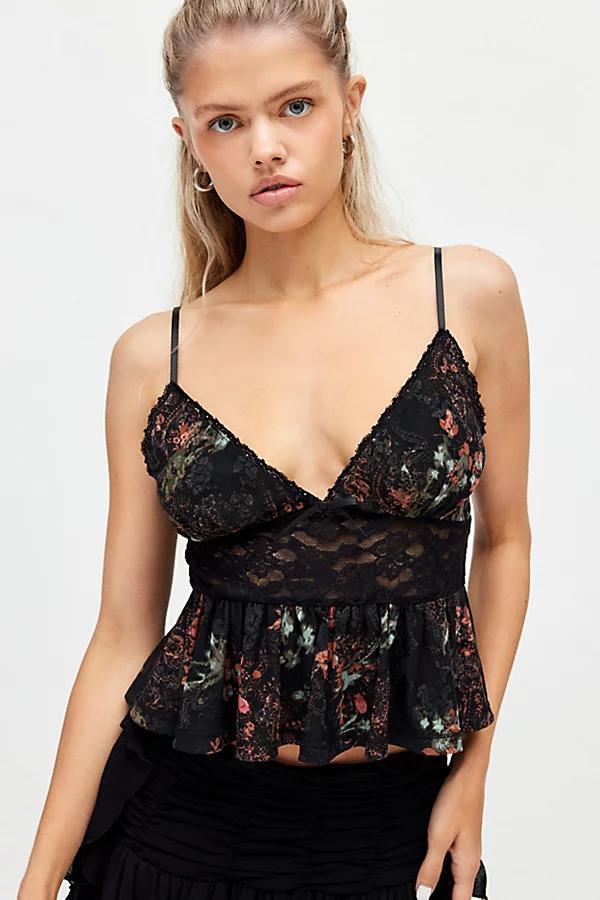 Ecote Elise Jacquard Lace Peplum Cami Womens at Urban Outfitters Product Image