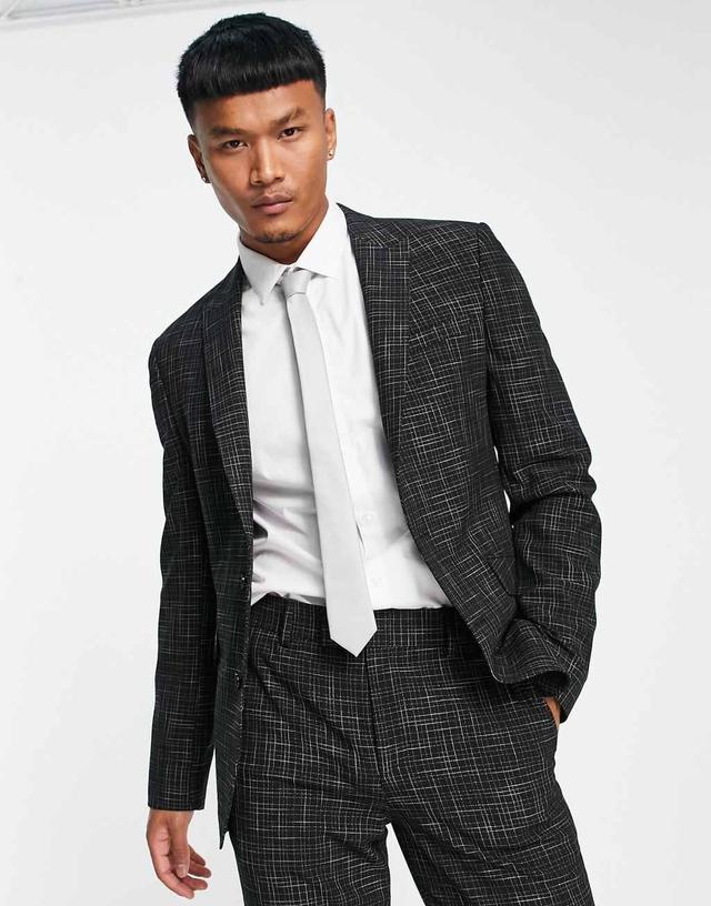 ASOS DESIGN super skinny suit jacket in black crosshatch  Product Image