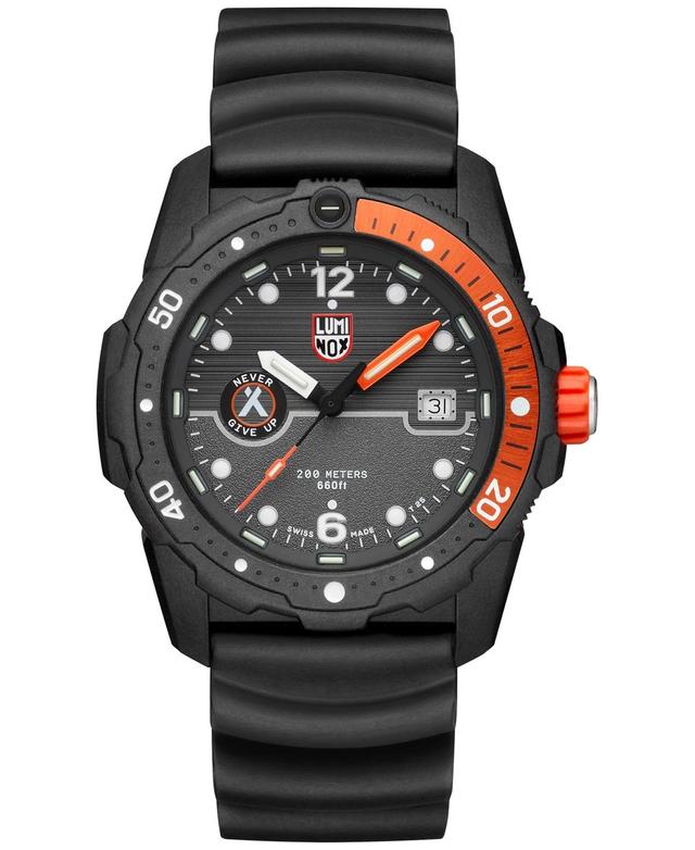 Luminox Mens Swiss Bear Grylls Survival Sea Series Never Give Up Dive Black Rubber Strap Watch 42mm Product Image