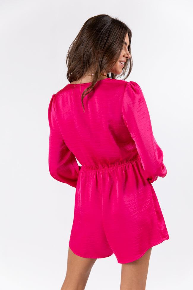 It's A Plan Hot Pink Wrap Detail Romper FINAL SALE Product Image