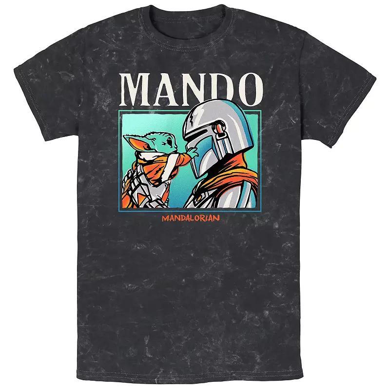 Mens Star Wars The Mandalorian Found You Bombard Wash Graphic Tee Black Grey Product Image