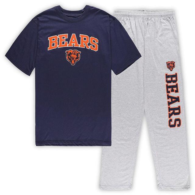 Mens Concepts Sport /Heather Gray Chicago Bears Big & Tall T-Shirt & Pants Sleep Set Blue Product Image