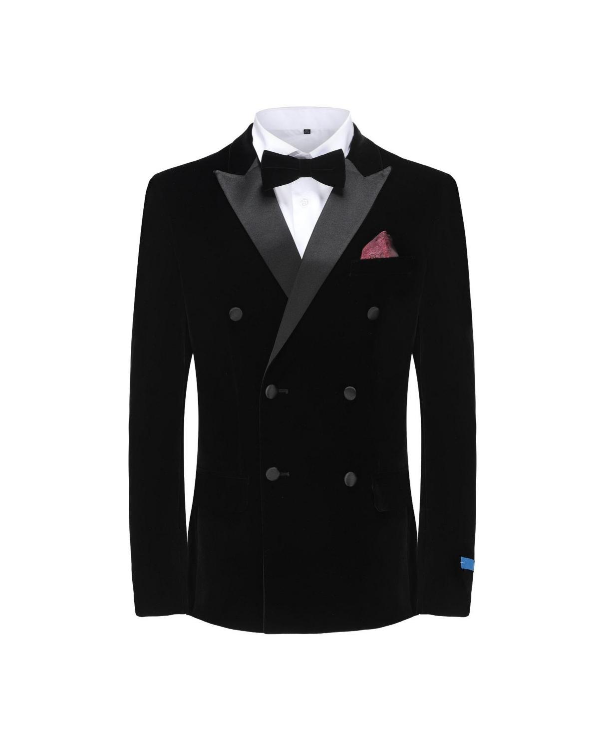 Gino Vitale Mens 2 Piece Double Breasted Velvet Birdseye Lapel Slim Fit Tuxedo Product Image