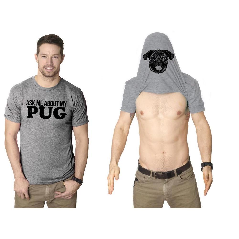 Ask Me About My Pug Face Flip T Shirt Funny Dog Dad Lover Owner Gift Hilarious - Crazy Dog Men's T Shirt Light Grey S Product Image