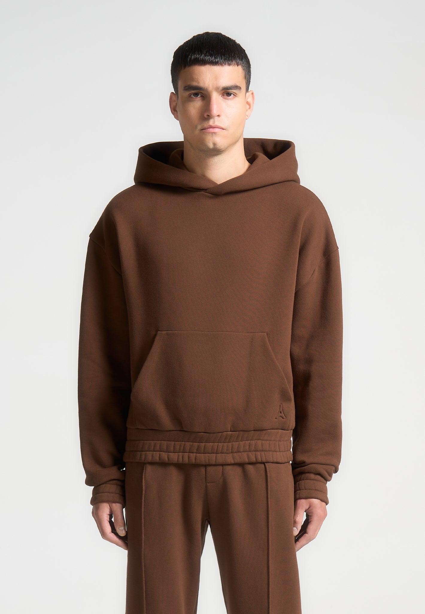 Éternel 420GSM Cropped Hoodie - Brown Male Product Image