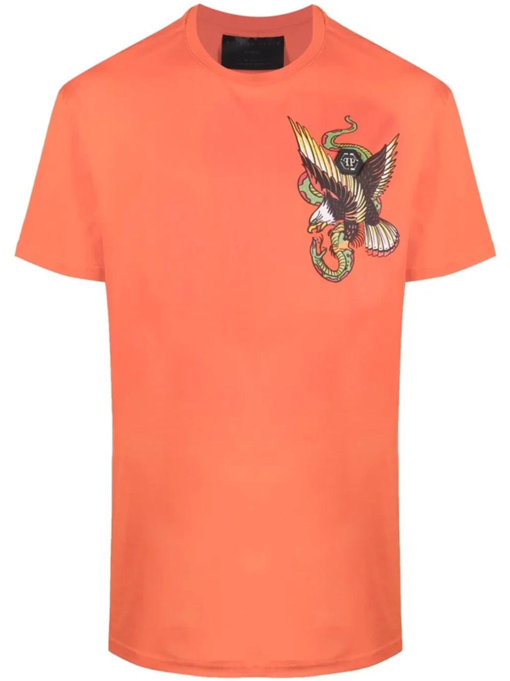 Stones Gothic Plein Short-sleeve T-shirt In Orange Product Image