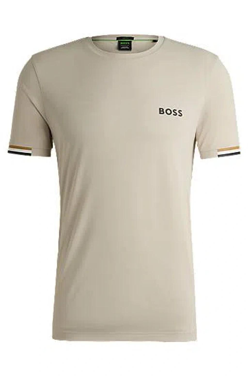 X Matteo Berrettini Waffle-fabric T-shirt With Signature-stripe Artwork In Open Beige Product Image