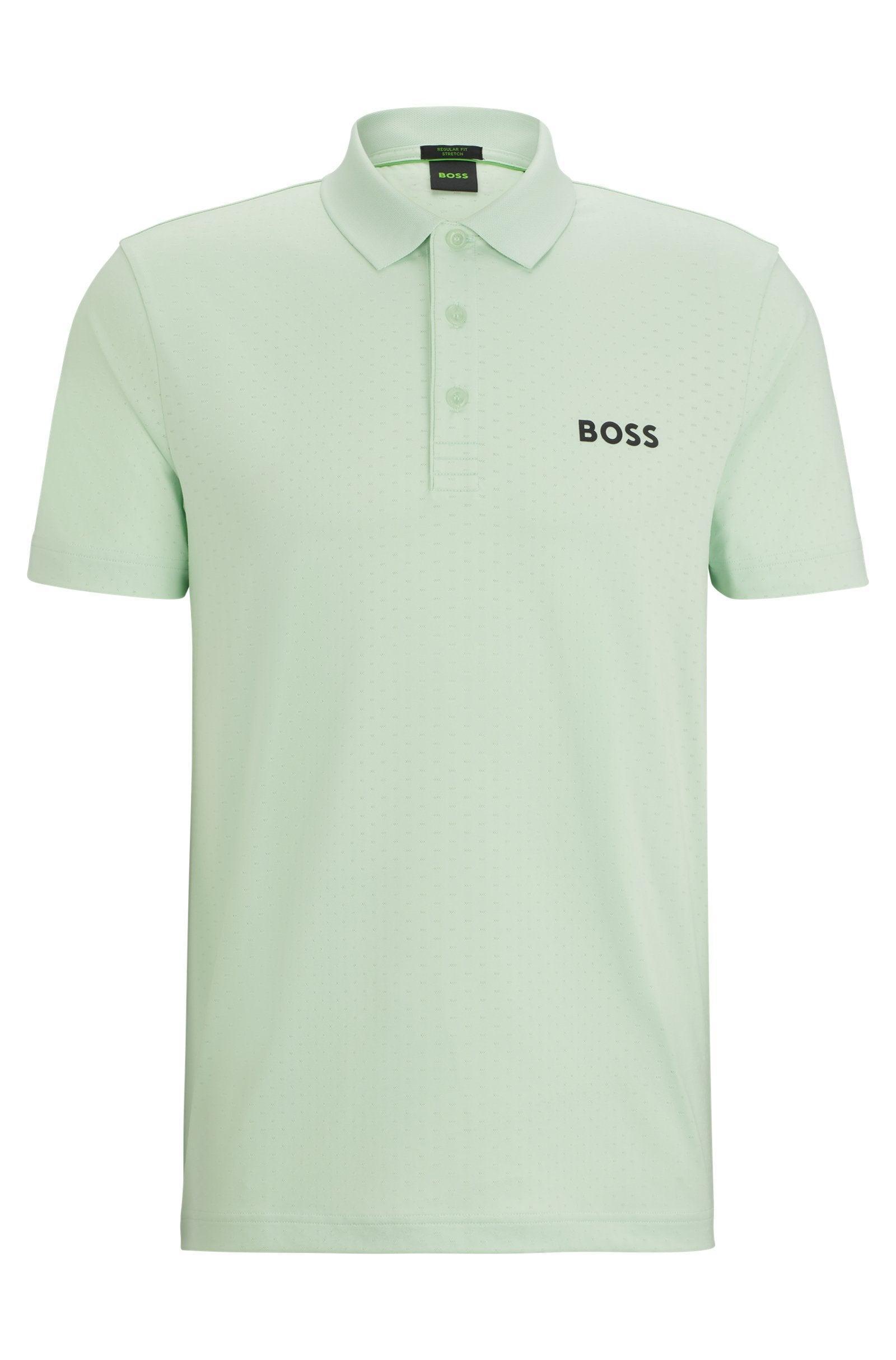 Boss Jacquard Polo Shirt With Contrast Logo Male Product Image