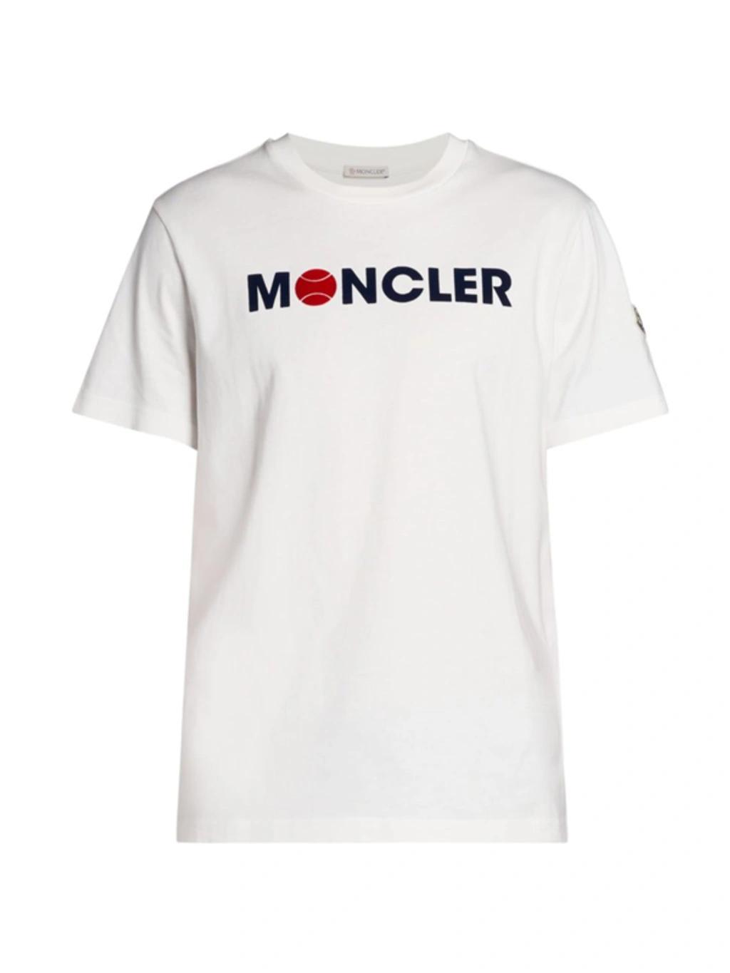 MONCLER Short-sleeve T-shirt With Logo In Silk White Product Image