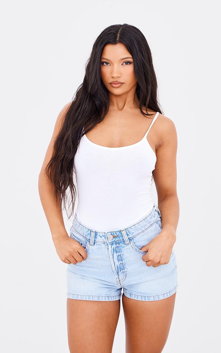 PRETTYLITTLETHING Light Blue Wash Basic Denim Shorts Product Image