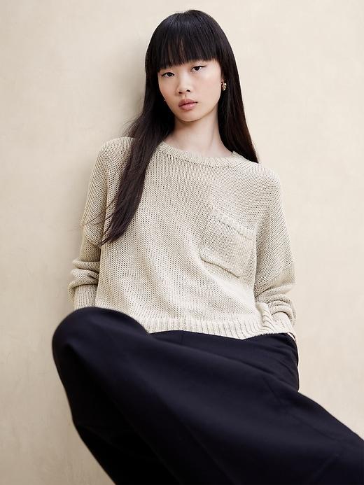 Linen-Cotton Boxy Sweater Product Image