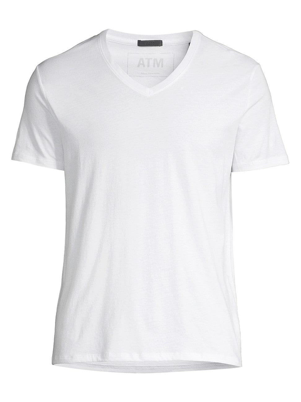 Mens Slim Fit V-Neck Cotton T-Shirt Product Image