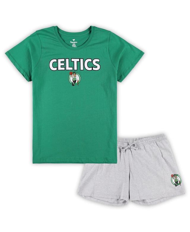 Womens Fanatics Kelly Green Boston Celtics Plus Size T-shirt and Shorts Combo Set - Kelly Green Product Image