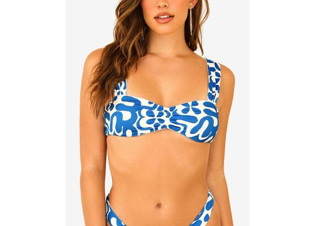 Dippin' Daisy's Women's Eternal Cinched Bikini Top in Blue/White - Product Image