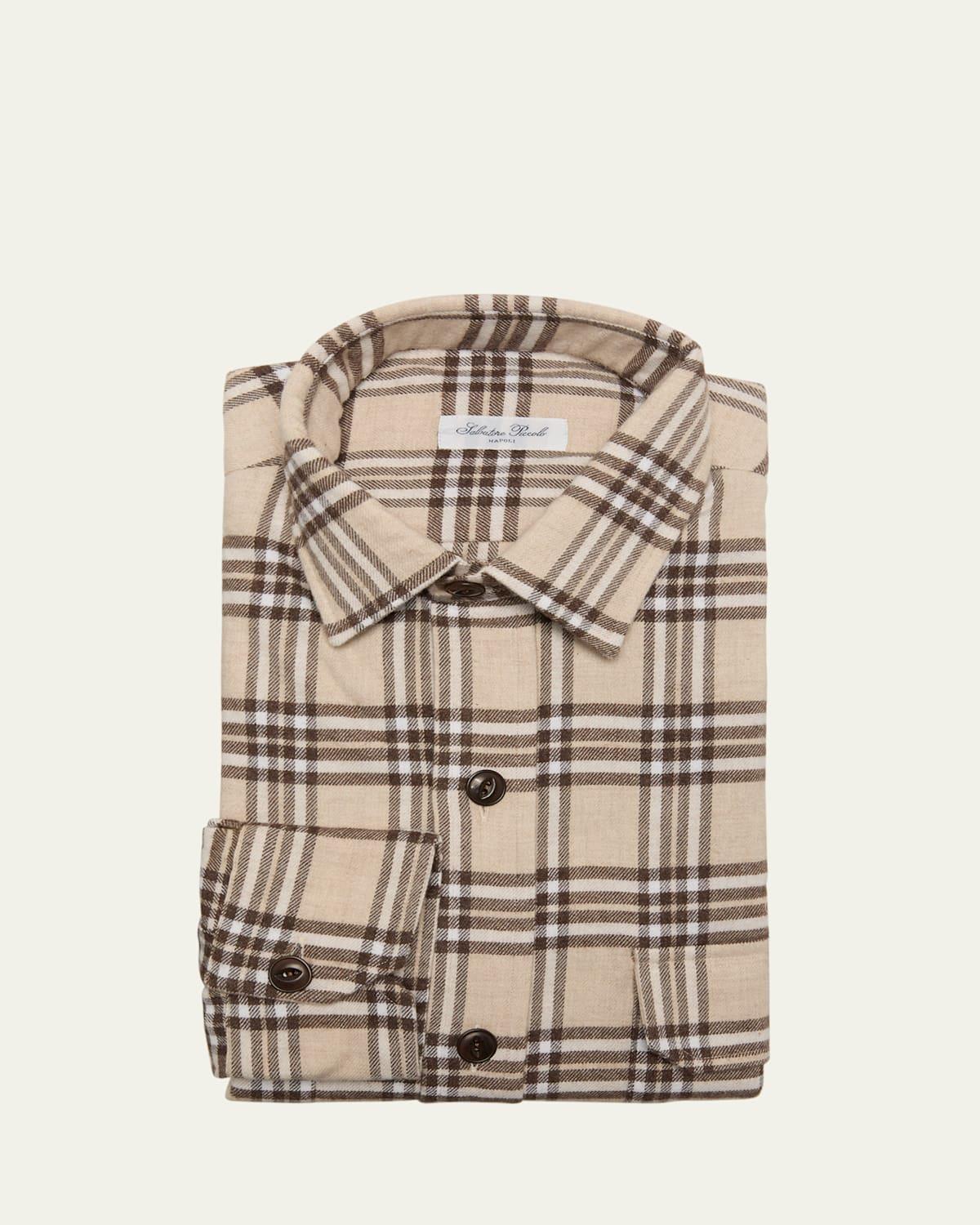 Mens Flannel Check Casual Button-Down Shirt Product Image