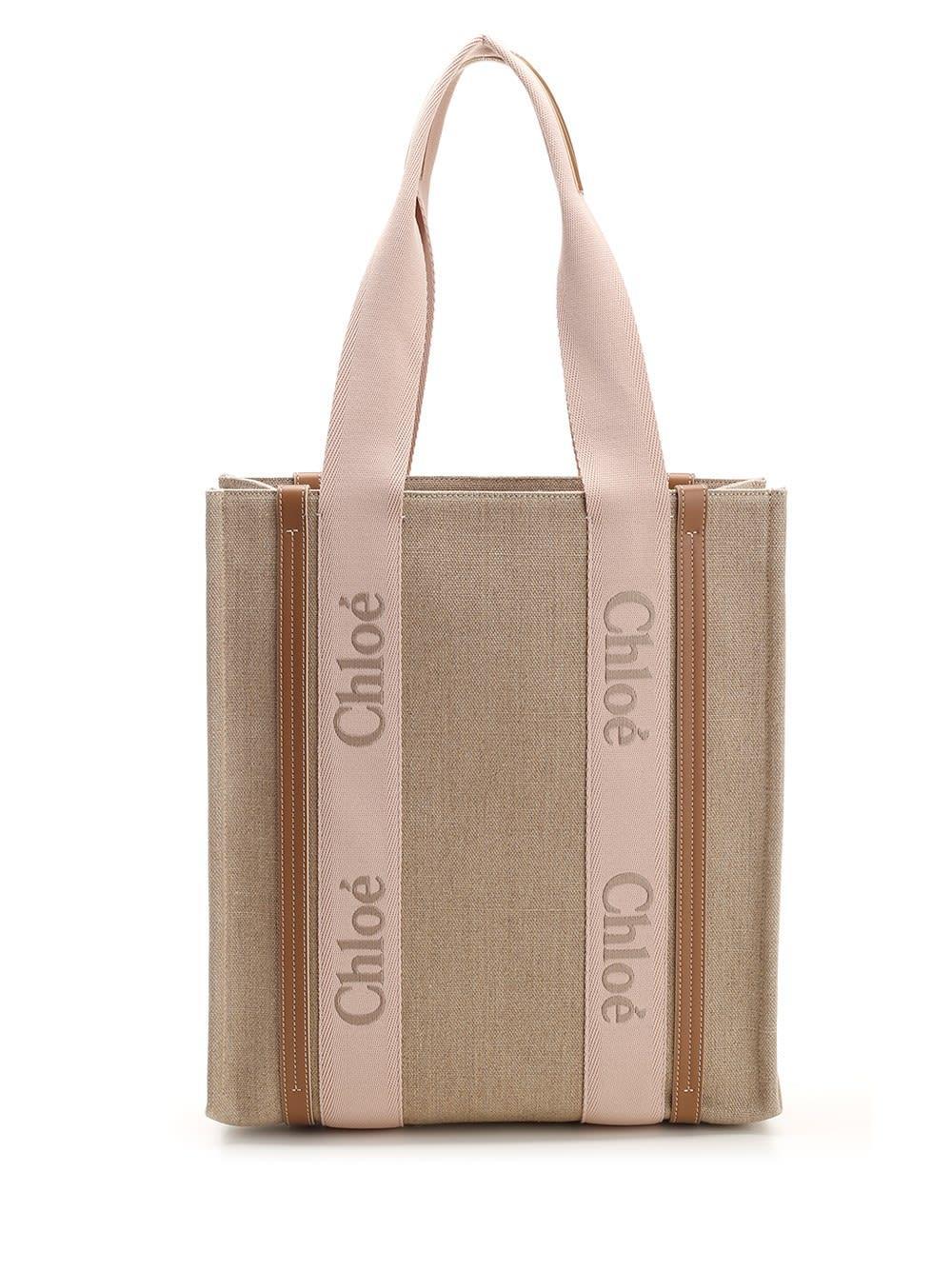 Woody Medium Tote Bag In Beige Product Image