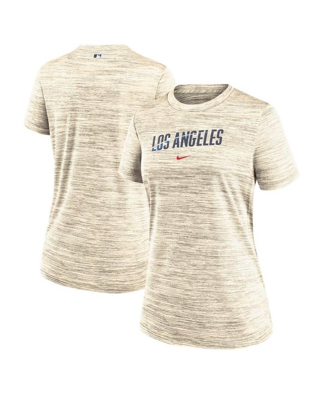 Nike Womens Cream Los Angeles Dodgers 2024 City Connect Authentic Collection Practice Velocity Performance T-Shirt Product Image