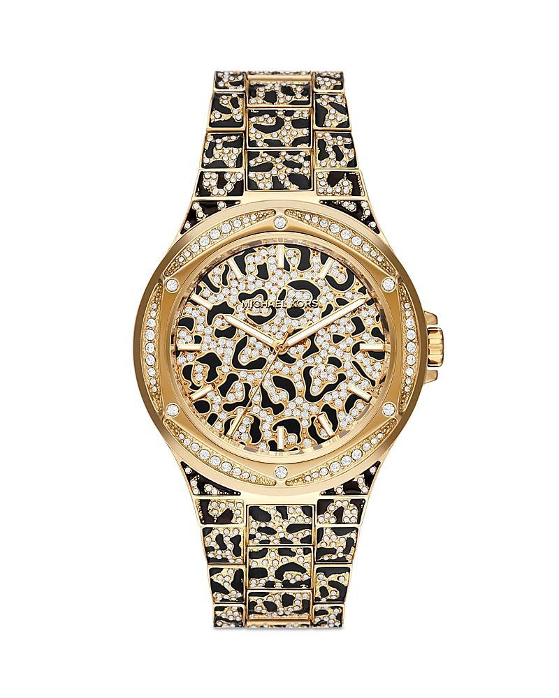 Michael Kors Lennox Three-Hand Faceted Cheetah Print Bracelet Watch Product Image