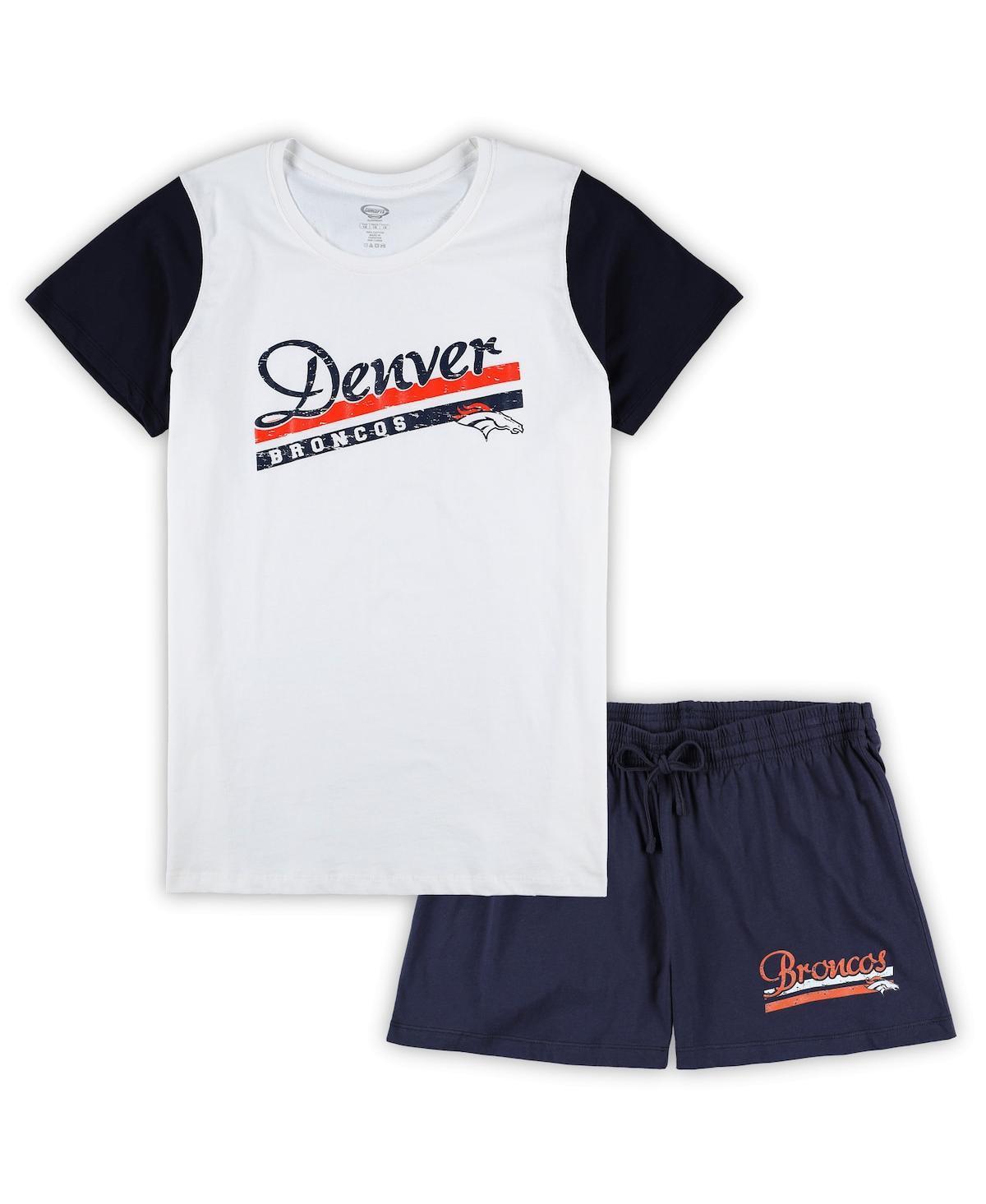 Womens Concepts Sport /Navy Denver Broncos Plus Size Downfield T-Shirt & Shorts Sleep Set Product Image