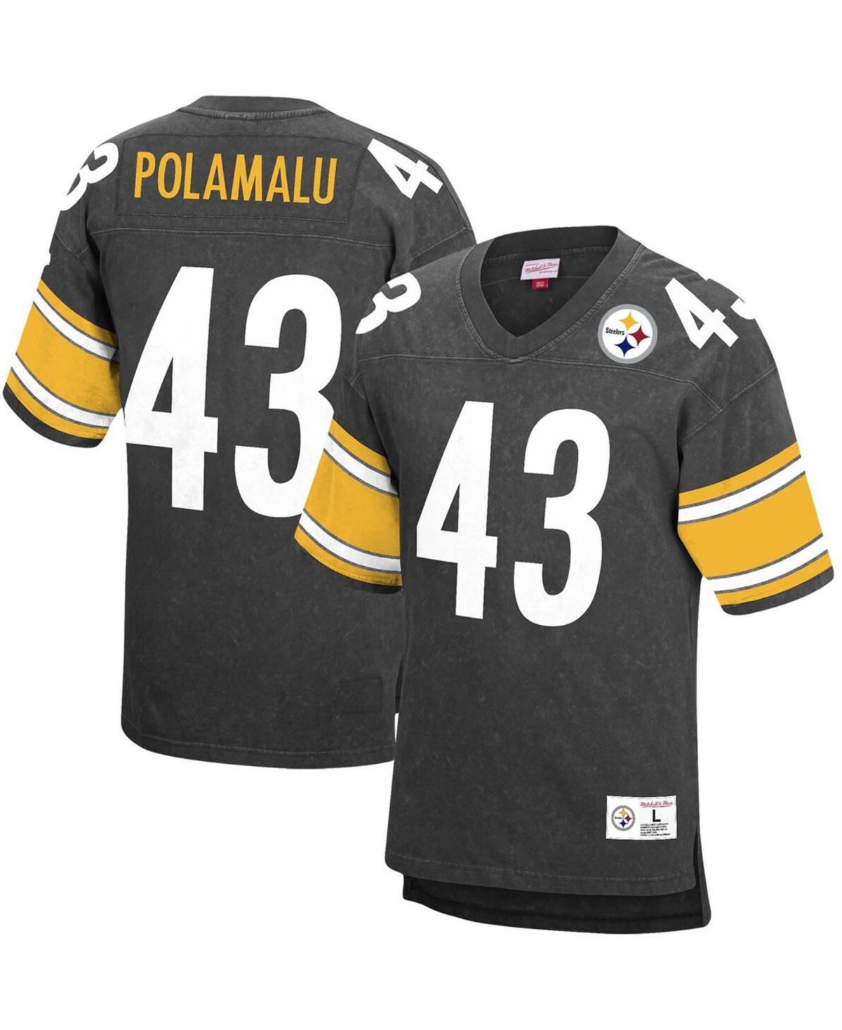 Mens Troy Polamalu Black Pittsburgh Steelers Retired Player Name and Number Acid Wash Top Product Image