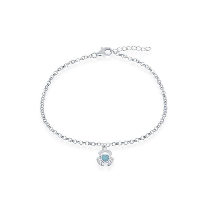 Sterling Silver Larimar Crab Anklet Product Image