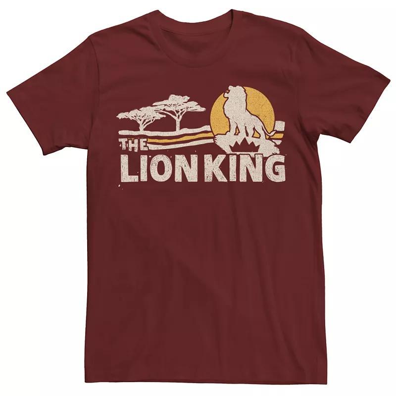 Disneys The Lion King Mens Savannah Sunrise Scene Short-Sleeve Tee Red Product Image