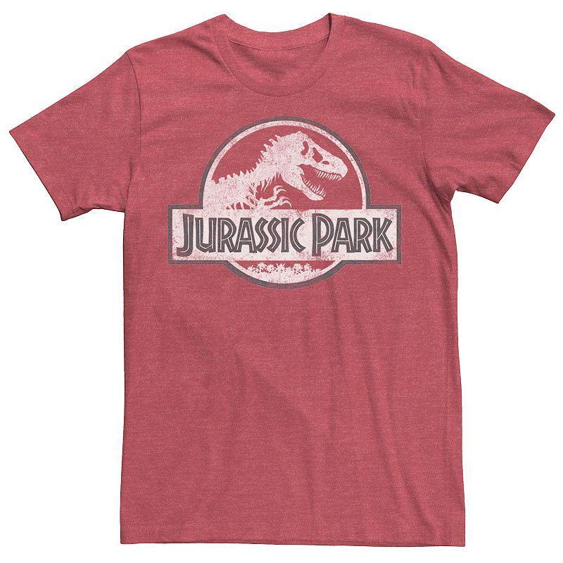 Mens Jurassic Park White Distressed Circle Logo Graphic Tee Med Grey Product Image