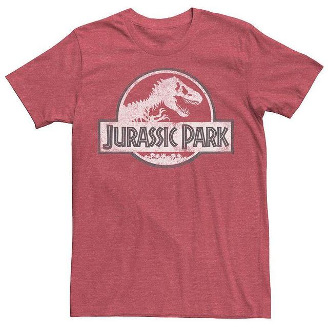 Mens Jurassic Park White Distressed Circle Logo Graphic Tee Kelly Grey Product Image