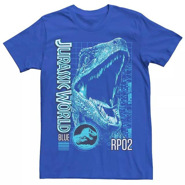 Mens Jurassic World Two Blue Face Tech Schematic Tee Grey Heather Product Image