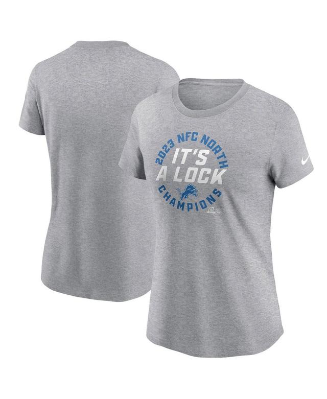 Womens Nike Gray Detroit Lions 2023 Nfc North Division Champions Locker Room Trophy Collection T-shirt Product Image