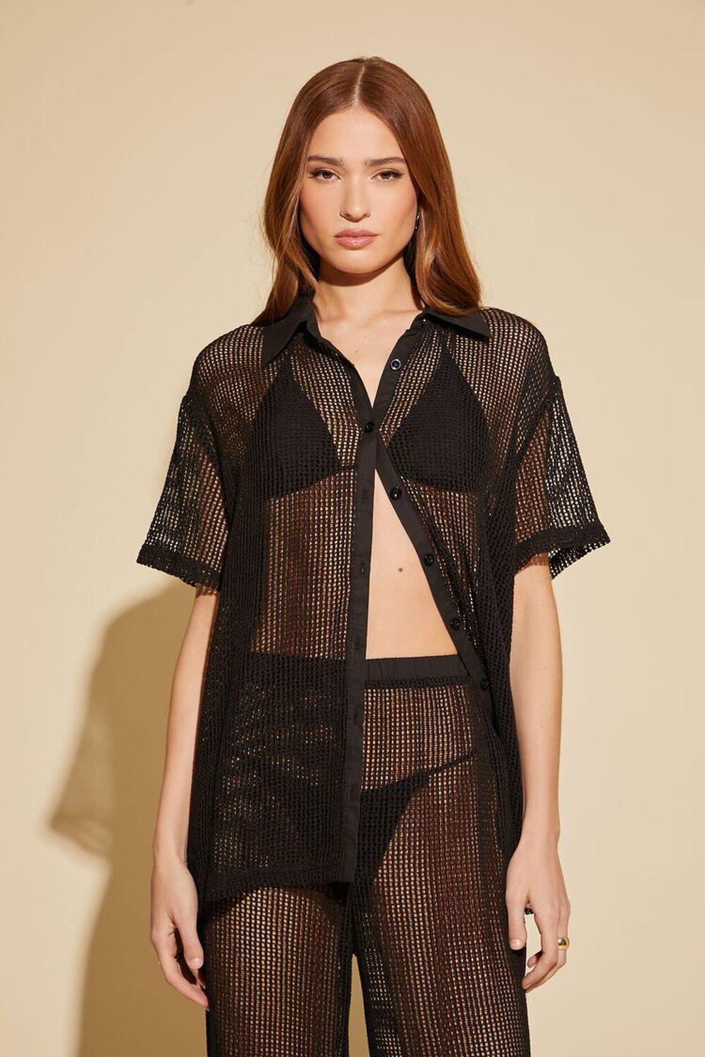 Sheer Crochet Shirt & Pants Set | Forever 21 Product Image