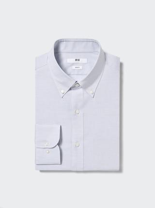 Mens Easy Care Stretch Slim-Fit Shirt Checked with Shape-Retaining Blue Small UNIQLO US Product Image