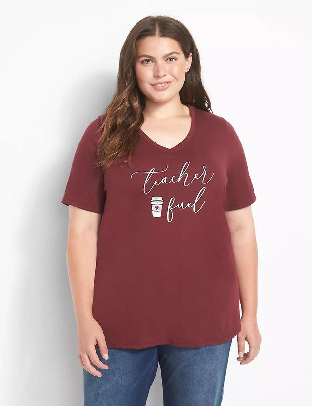 Classic Perfect Sleeve V-Neck Teacher Fuel Graphic Tee Product Image