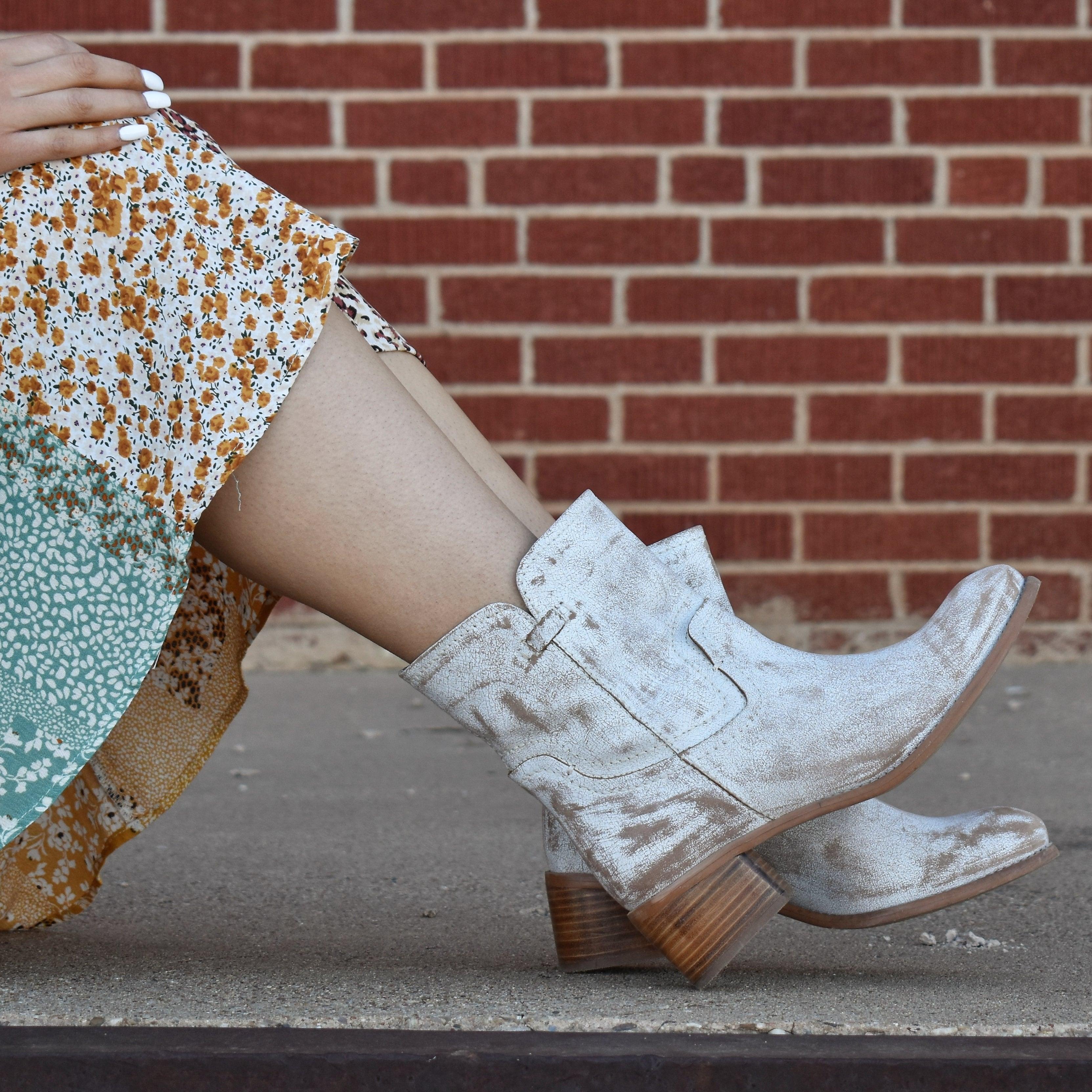 White Weathered Leather Boot* Product Image