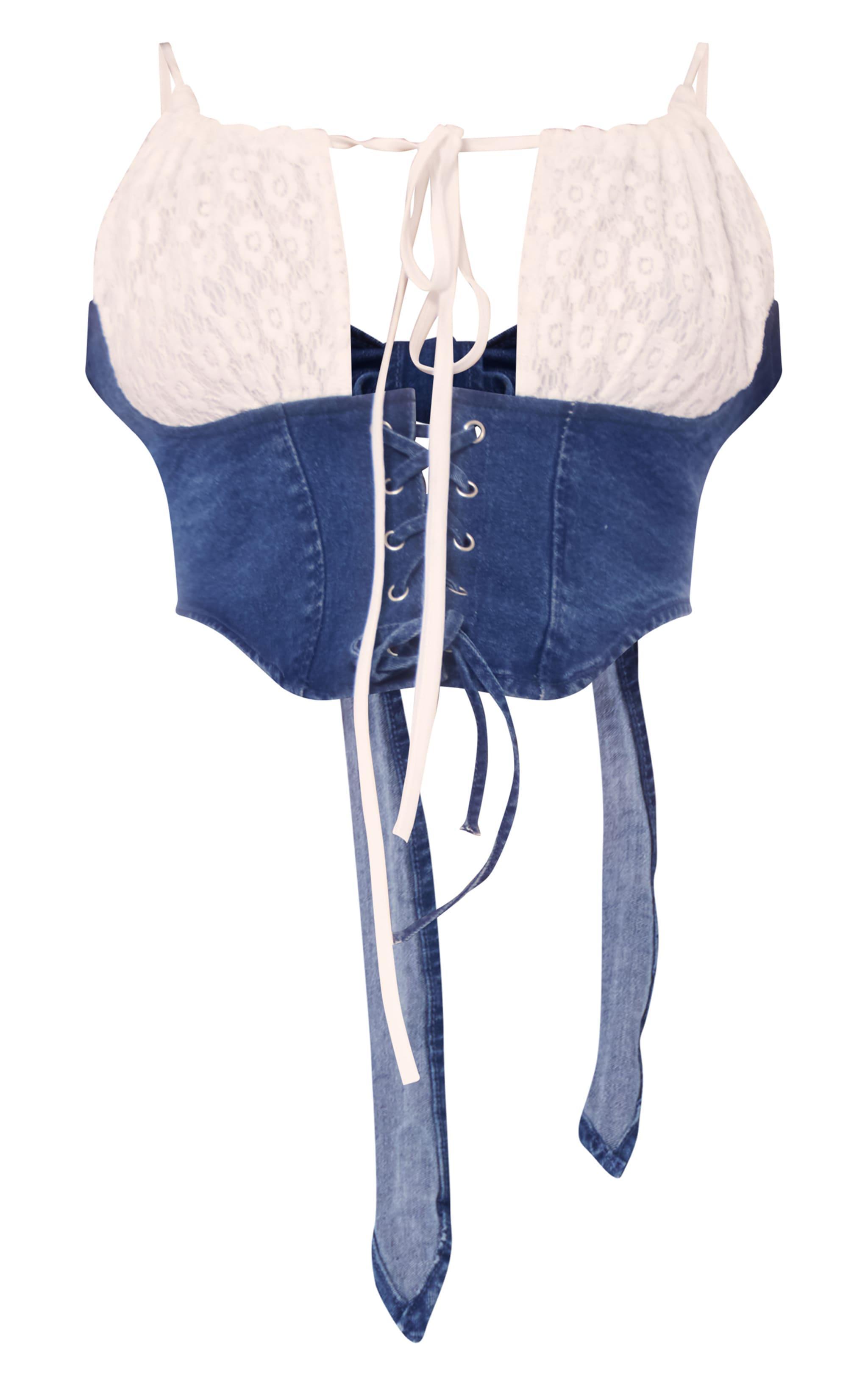 Indigo Denim Lace Insert Bralet Product Image