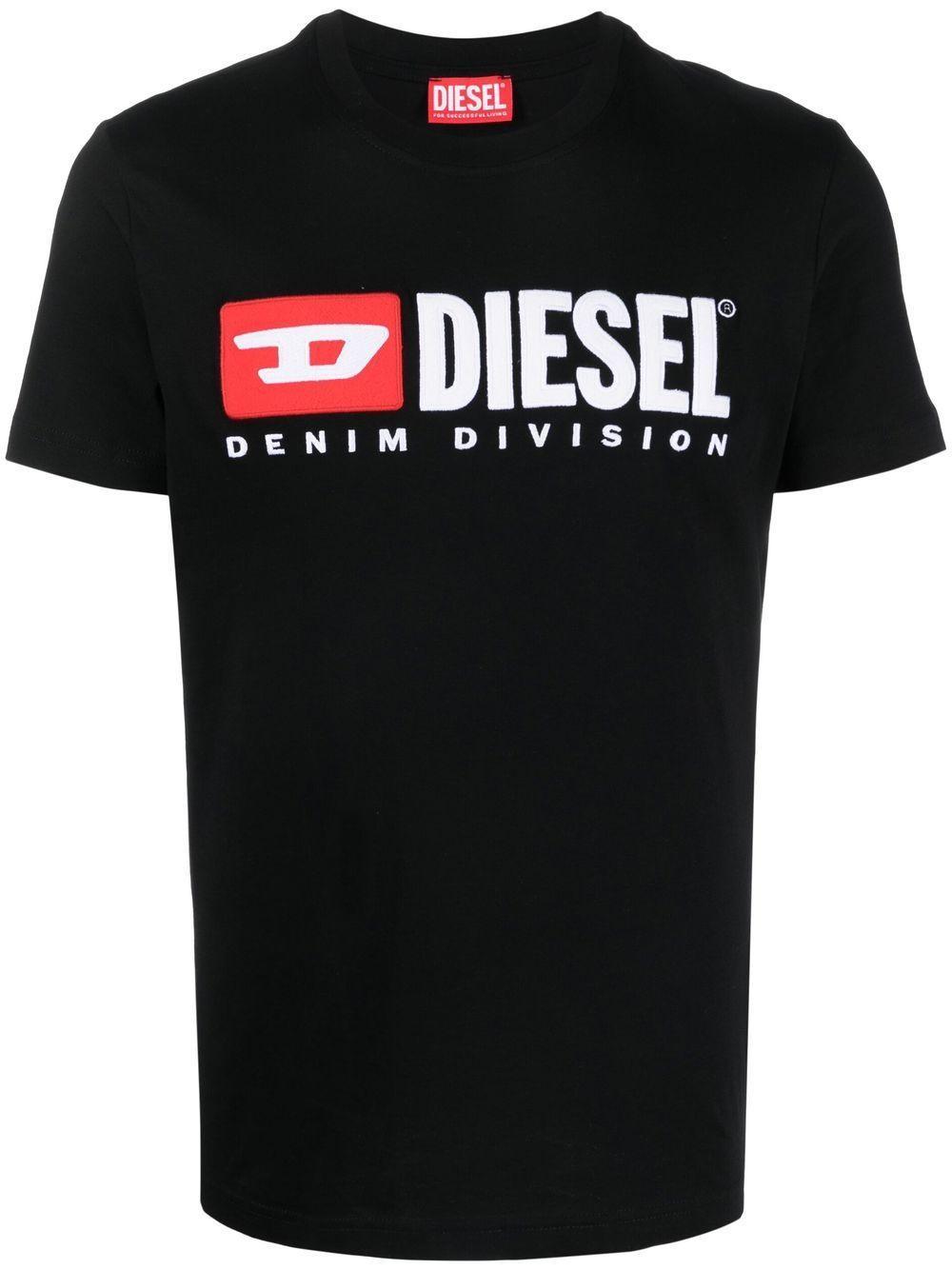 Embroidered Denim Division Logo T-shirt In Black Product Image