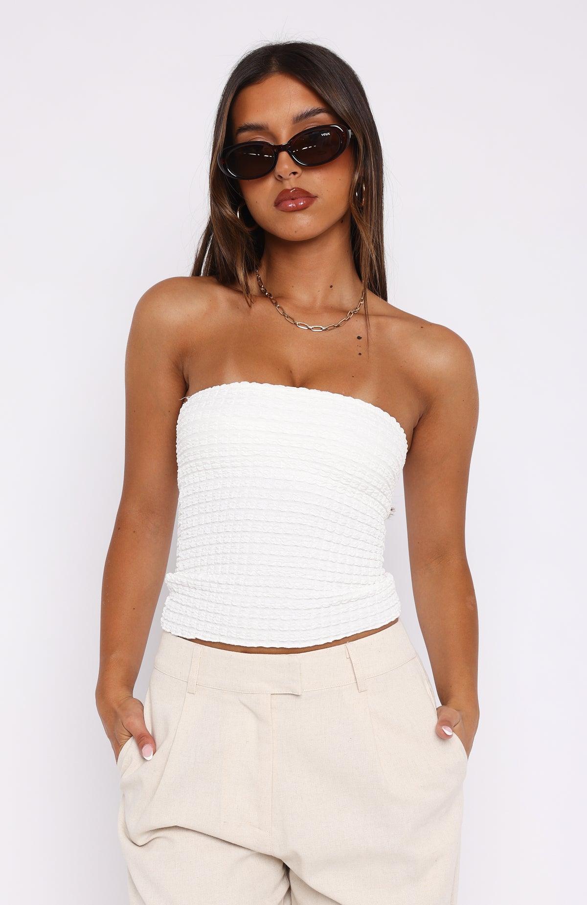 Stroke Of Luck Strapless Top White Product Image