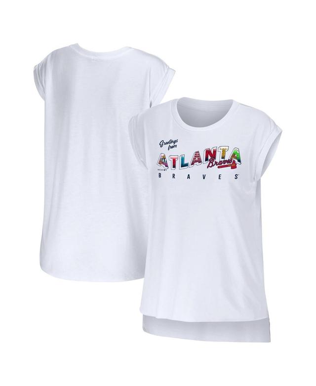 Womens Wear by Erin Andrews White Atlanta Braves Greetings From T-shirt Product Image