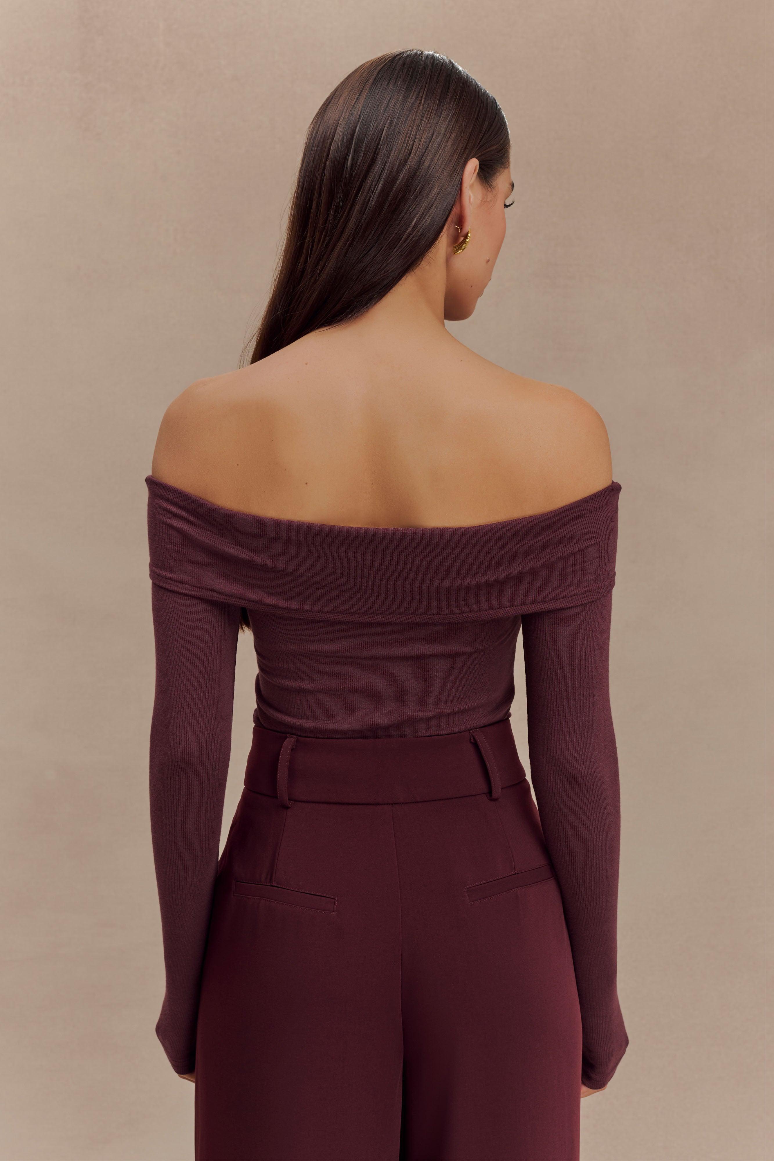 Briah Cut Out Modal Long Sleeve Top - Mahogany Product Image