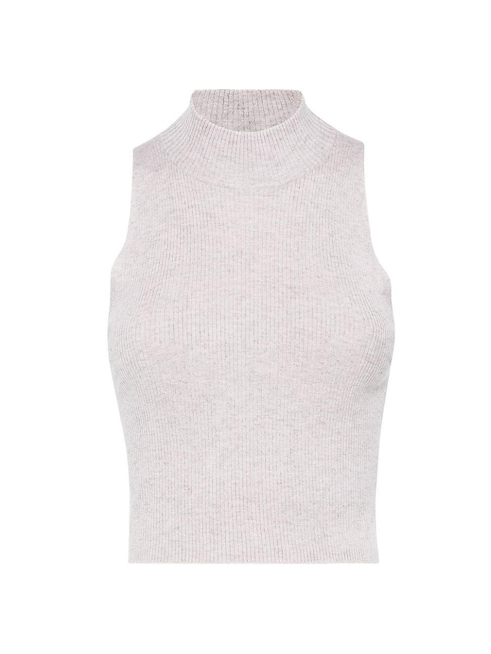 Womens Sparkling Cashmere Rib Knit Top Product Image