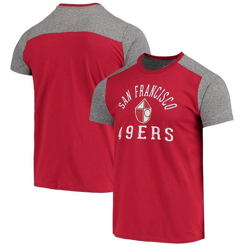 Mens Majestic Threads Scarlet/Heathered Gray San Francisco 49ers Gridiron Classics Field Goal Slub T-Shirt Product Image