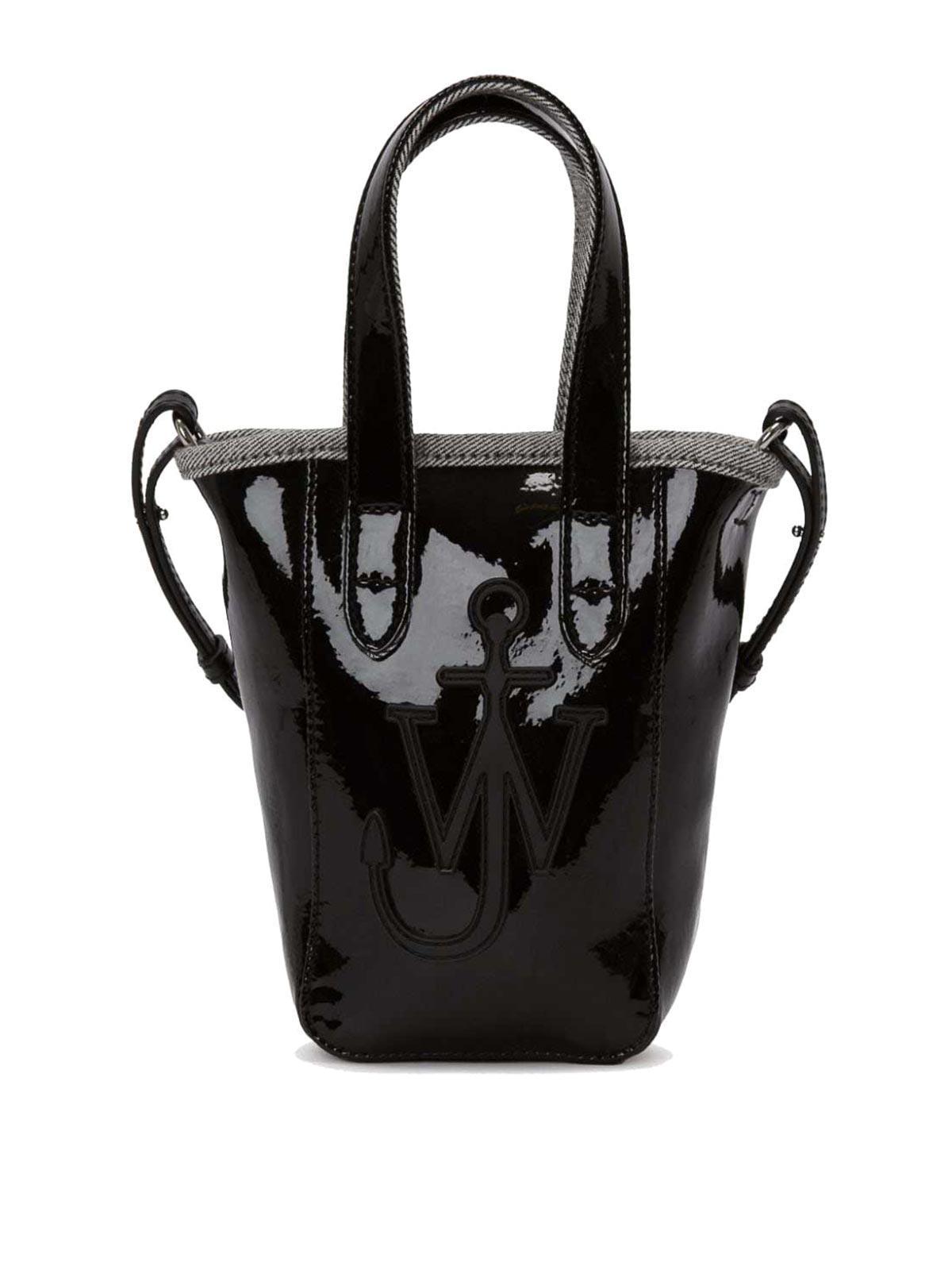 JW ANDERSON Mini Belt Tote - Mini Coated Denim Tote Bag In Negro Product Image