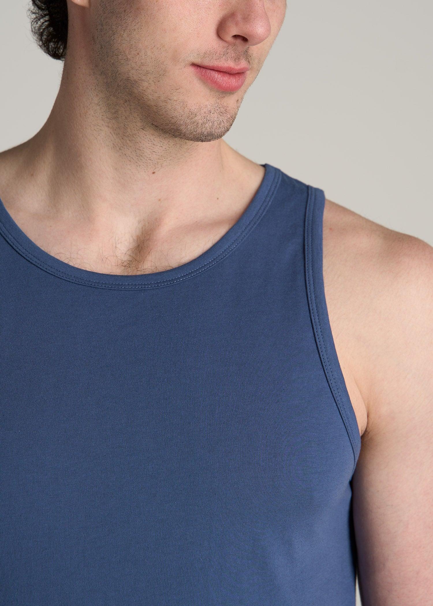 The Essentials: Men's Tall SLIM-FIT Beach Tank Top in Steel Blue Product Image