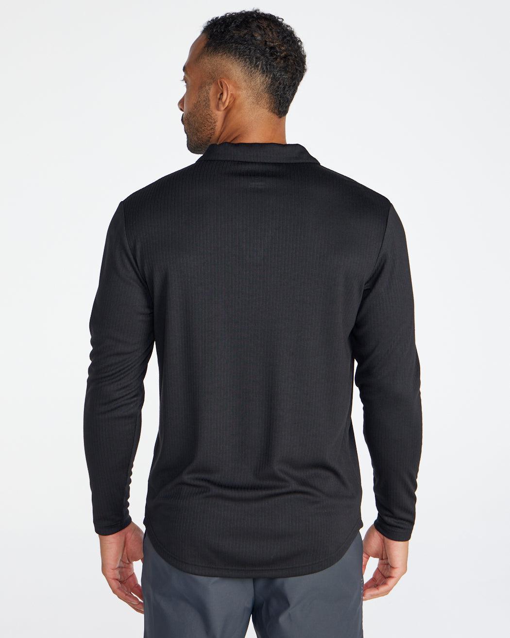 Ribbed Long Sleeve Open V Polo Product Image